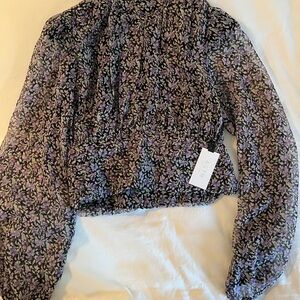 Astr Purple and Black Floral Blouse